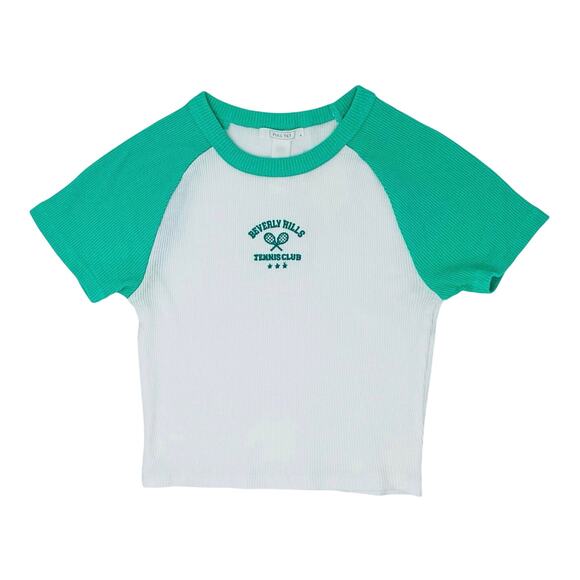 Full Tilt Cropped Baby Tee Beverly Hills Tennis Club Women’s S 90s Tenniscore - Picture 2 of 11
